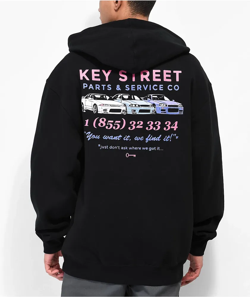 Key Street Parts & Services Black Zip Hoodie