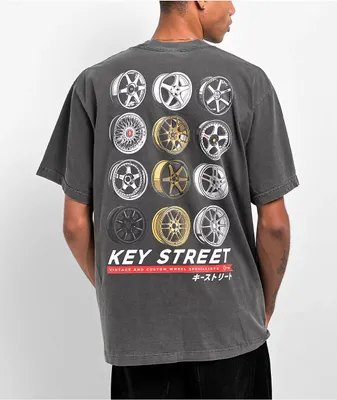 Key Street Wheels Grey Wash T-Shirt