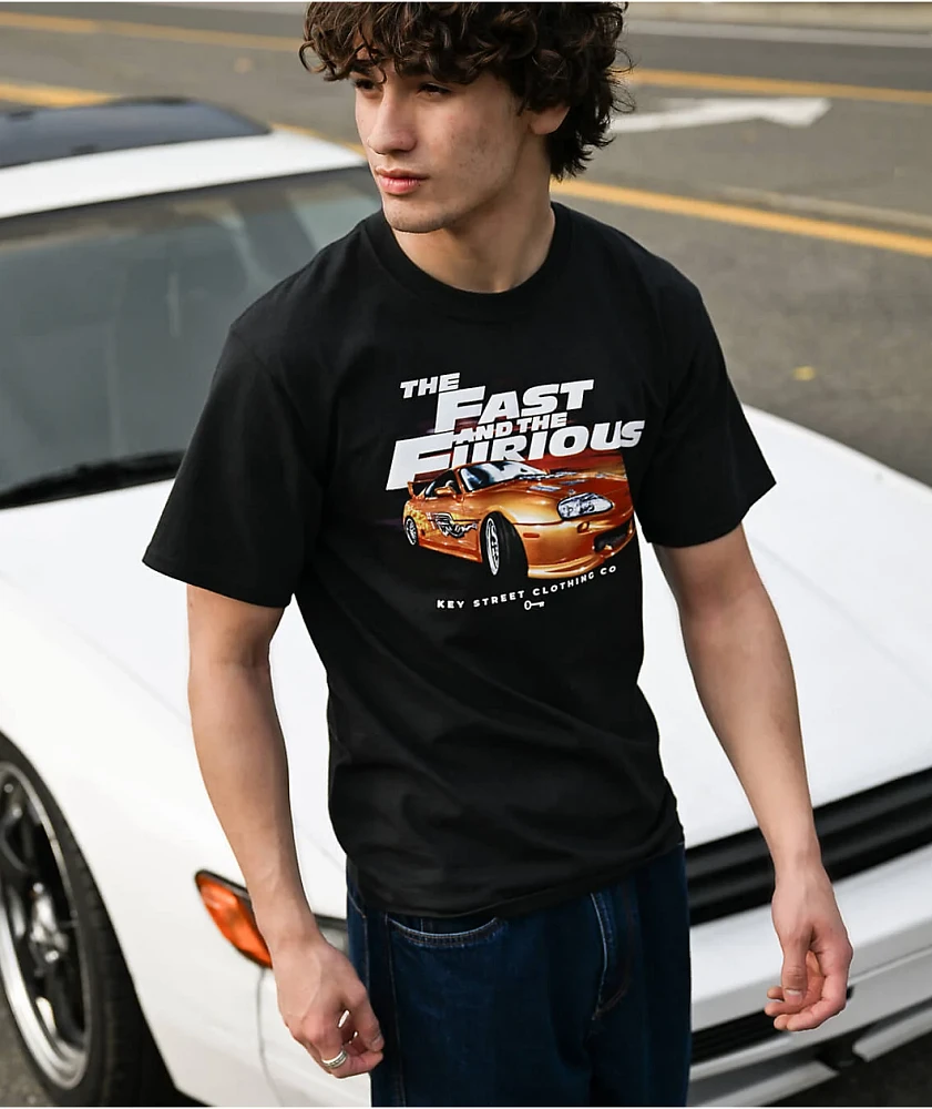 Key Street x The Fast And The Furious Brian's Car Black T-Shirt 