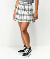 Khaki & Blue Plaid Pleated Chain Skirt