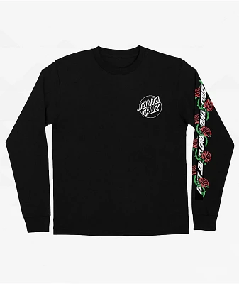 Kids Santa Cruz Dressen Roses Black Long Sleeve T-Shirt