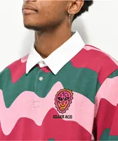 Killer Acid Alien Wavy Pink Long Sleeve Rugby Shirt