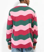 Killer Acid Alien Wavy Pink Long Sleeve Rugby Shirt