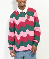 Killer Acid Alien Wavy Pink Long Sleeve Rugby Shirt