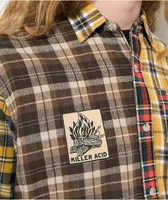 Killer Acid Fireside Yellow Plaid Long Sleeve Button Up Shirt