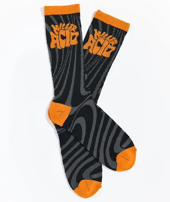 Killer Acid Hazy Sunset Black & Orange Crew Socks