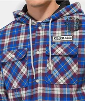 Killer Acid Heads Up Purple Hooded Flannel Shirt