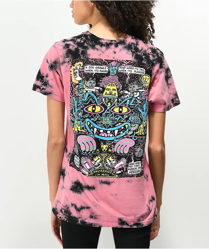 Killer Acid Mad Cats Pink Tie Dye T-Shirt