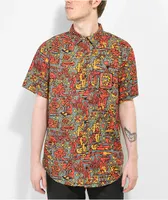 Killer Acid Party Animal Grey Short Sleeve Button Up Shirt