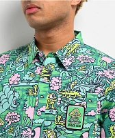 Killer Acid Trippy Jungle Print Short Sleeve Button Up Shirt