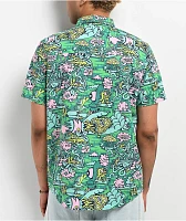 Killer Acid Trippy Jungle Print Short Sleeve Button Up Shirt