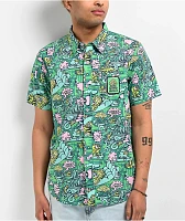 Killer Acid Trippy Jungle Print Short Sleeve Button Up Shirt