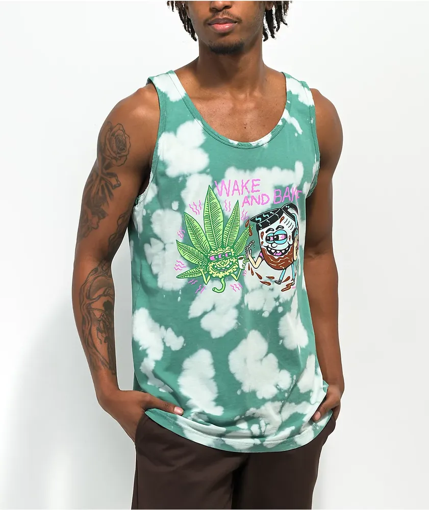 Killer Acid Wake And Bake Green Tie Dye Tank Top