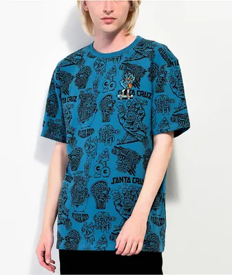 Killer Acid x Santa Cruz All Over Print Navy T-Shirt