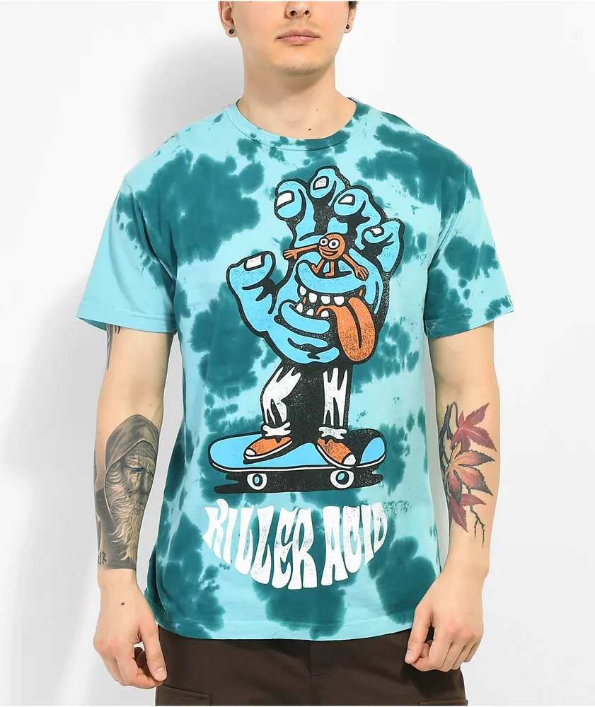 Santa Cruz Skate Killer Acid x Santa Cruz Board Hand Blue Tie Dye T-Shirt