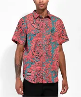 Killer Acid x Santa Cruz Peace Hand Pink Short Sleeve Button Up Shirt