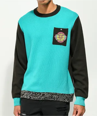 Killer Acid x The Bindle Conspiracy World Wide Teal & Black Sweater