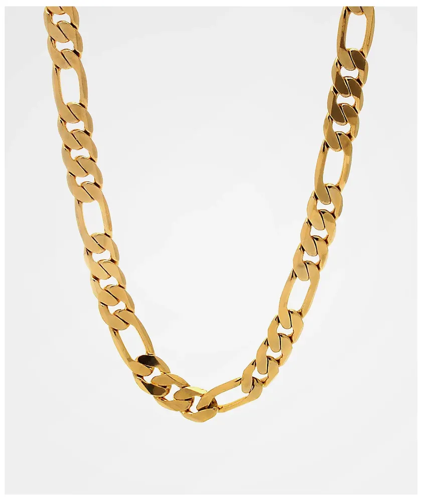 King Ice 10mm Figaro Gold Chain Necklace