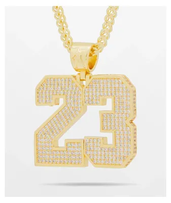 King Ice 23 Pendant 20" Gold Necklace