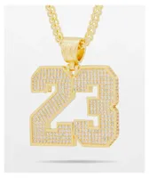 King Ice 23 Pendant 20" Gold Necklace