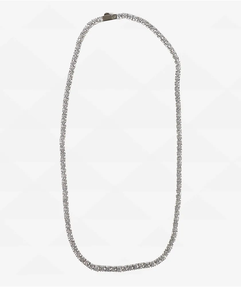 King Ice 5mm 24" Silver Tennis Chain Necklace