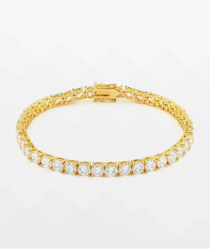 King Ice 5mm Single Row Gold Tennis Bracelet