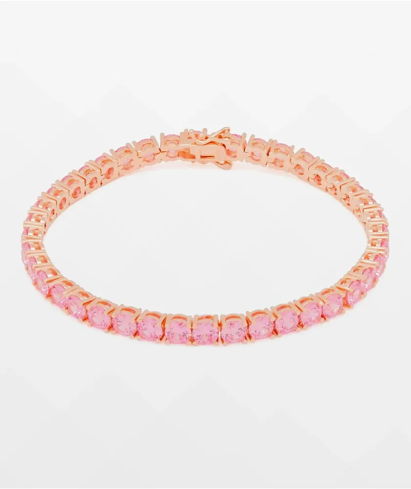 King Ice 5mm Single Row Pink Gold Tennis Bracelet