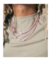 King Ice 5mm Single Row Pink Gold Tennis Chain Necklace