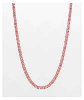 King Ice 5mm Single Row Pink Gold Tennis Chain Necklace