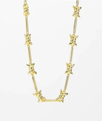 King Ice Barbed Wire Chain Yellow Gold Necklace