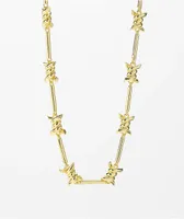 King Ice Barbed Wire Chain Yellow Gold Necklace