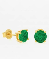 King Ice Brilliant Cut Green Stud Earrings