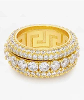 King Ice Brilliant Cut Icy Gold Spinner Ring