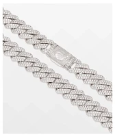 King Ice Diamond Cut 20" Silver Miami Cuban Link Chain