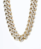 King Ice Diamond Cut 22" Gold Miami Cuban Link Chain