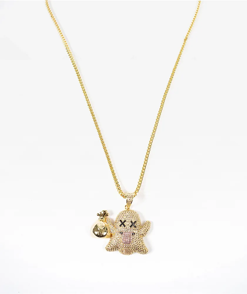 King Ice Ghost Emoji 24" Gold Chain