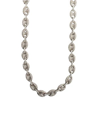 King Ice Iced Link 8mm 22" White Gold Chain Necklace