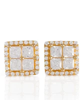 King Ice Layered Gold Stud Earrings