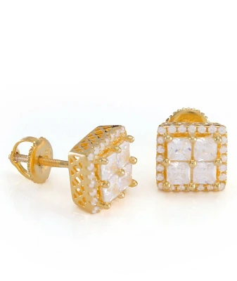 King Ice Layered Gold Stud Earrings