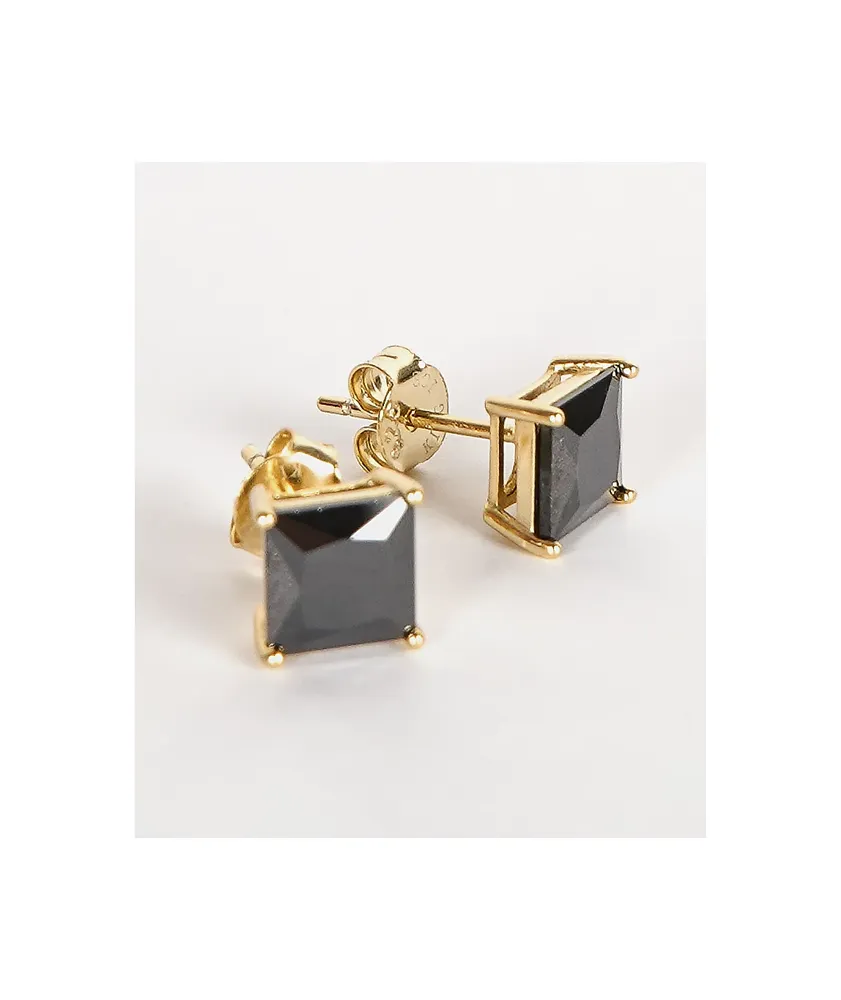 King Ice Princess Cut Onyx Stud Earrings