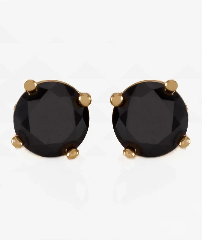 King Ice Round Onyx Stud Earrings