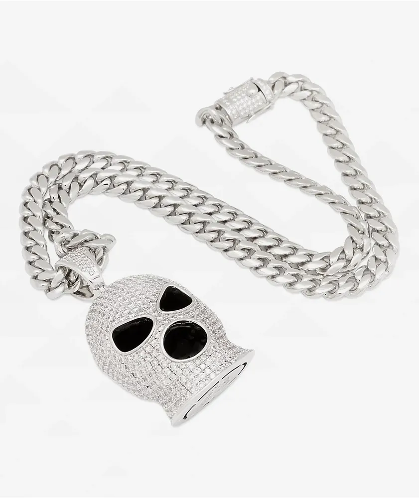 King Ice Ski Mask 20" Silver Necklace