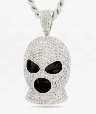 King Ice Ski Mask 20" Silver Necklace