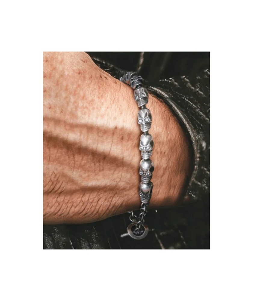 King Ice Skull Silver Bracelet