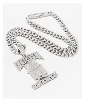 King Ice x Death Row Records OG Death Row Logo 20" Silver Chain Necklace