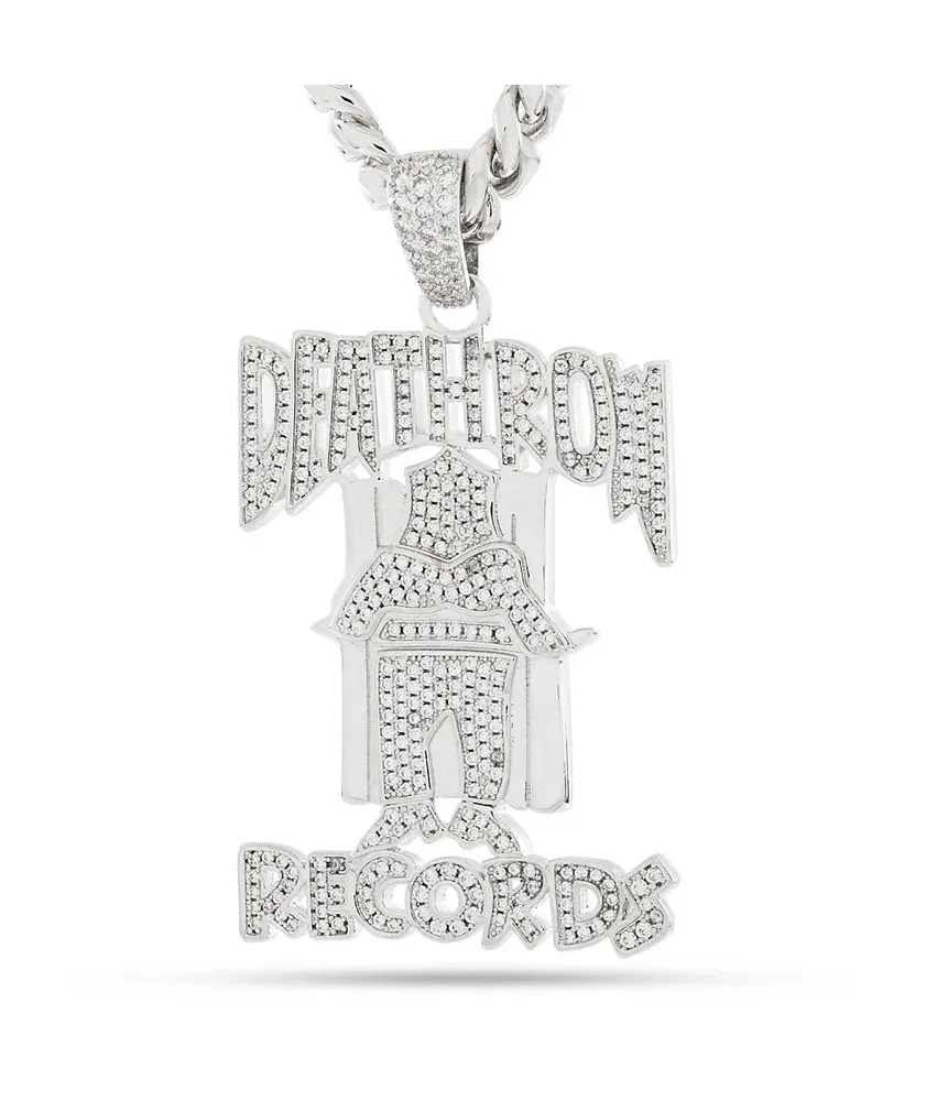 ULJ Stainless Steel DEATHROW/RECORDS Prisoner Necklace Pendant Men Iced Out  With 7mm Cuban Chain Hip-