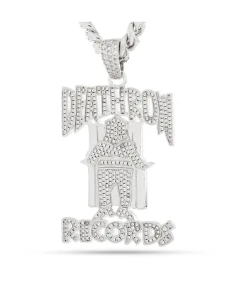 King Ice x Death Row Records OG Death Row Logo 20" Silver Chain Necklace