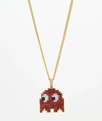 King Ice x Pac-Man Blinky Gold & Red 24" Gold Necklace