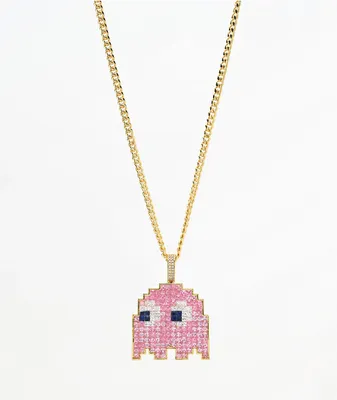 King Ice x Pac-Man Pinky Gold & Pink 24" Gold Necklace