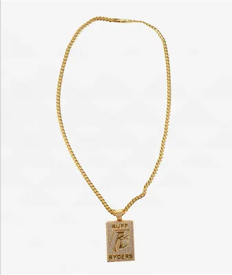 King Ice x Ruff Ryders 5mm 24" Gold Dog Tag Necklace